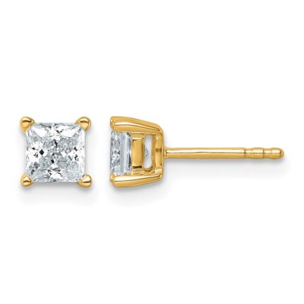 14k 1 carat Lab Grown Diamond VS/SI+ G+ Princess Complete Four Prong Stud Earrings
