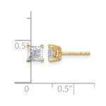 14k 1 carat Lab Grown Diamond VS/SI+ G+ Princess Complete Four Prong Stud Earrings - Image 4