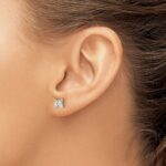 14k 1 1/2 carat Certified Lab Grown Diamond VS+ F+ Princess Complete Four Prong Stud Earrings - Image 3