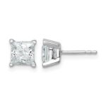 14k White Gold 2 carat Lab Grown Diamond VS+ F+ Princess Complete Four Prong Stud Earrings