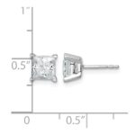 14k White Gold 2 carat Lab Grown Diamond VS+ F+ Princess Complete Four Prong Stud Earrings - Image 4