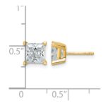 14k 3 carat Certified Lab Grown Diamond VS/SI+ G+ Princess Complete Four Prong Stud Earrings - Image 4