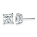 14k White Gold 4 carat Certified Lab Grown Diamond VS+ F+ Princess Complete Four Prong Stud Earrings