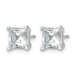 14k White Gold 4 carat Lab Grown Diamond VS/SI+ G+ Princess Complete Four Prong Stud Earrings - Image 2
