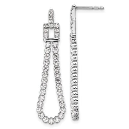 14k White Gold 1 5/8 carat Lab Grown Diamond VS/SI+ G+ Complete Dangle Loop Post Earrings