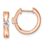 14k Rose Gold 1/5 carat Lab Grown Diamond VS/SI+ G+ Complete Fashion Hinged Hoop Earrings