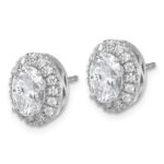 14k White Gold 2 1/2 carat Certified Lab Grown Diamond VS/SI+ G+ Oval Complete Halo Post Earrings - Image 2
