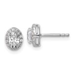 14k White Gold 1/8 carat Lab Grown Diamond VS/SI+ G+ Semi-Mount Oval Halo Earrings