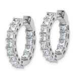 14k White Gold 4 carat Lab Grown Diamond VS/SI+ G+ Princess Complete In and Out Hoop Earrings - Image 2