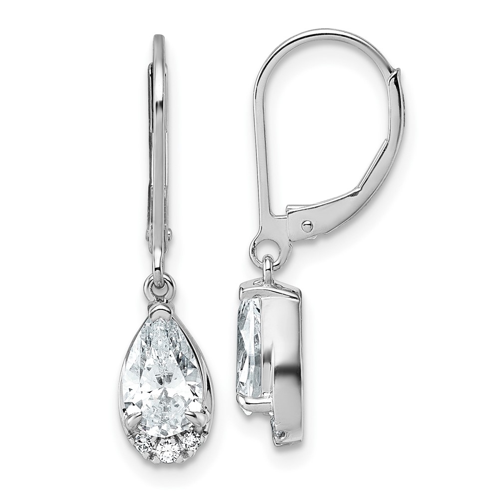 EM10985-175-WAA.jpg True Origin 14K White Gold 1 3/4 carat Lab Grown Diamond VS+ F+ Complete Leverback Earrings - Image 1