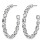 14kw 3 3/8ct Lab Grown Dia VS+ F+ Post Emerald/Oval Hoop Earrings - Image 2