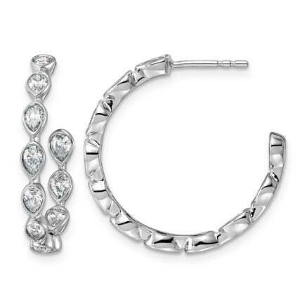 14kw 1 1/2ct Lab Grown Dia VS+ F+ Post Pear Hoop Earrings