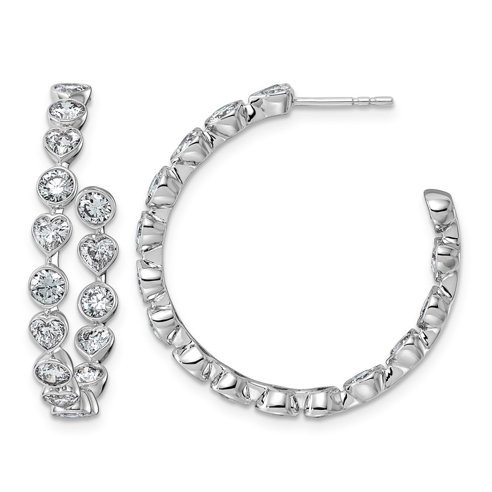 EM12530-333-WAA.jpg 14kw 3 1/3ct Lab Grown Dia VS+ F+ Post Round/Heart Hoop Earrings - Image 1