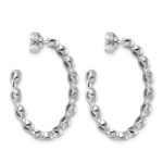 14kw 2 1/2ct Lab Grown Dia VS+ F+ Post Oval Hoop Earrings - Image 3