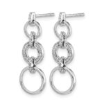 14k White Gold 1/6 carat Diamond Circles Dangle Post Earrings - Image 2