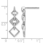 14k White Gold 1/8 carat Diamond Squares Dangle Post Earrings - Image 4