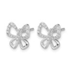 14k White Gold 1/6 carat Lab Grown Diamond VS/SI+ G+ Butterfly Post Earrings - Image 2