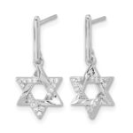 14k White Gold Diamond Star of David Dangle Earrings - Image 2