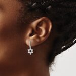 14k White Gold Diamond Star of David Dangle Earrings - Image 3