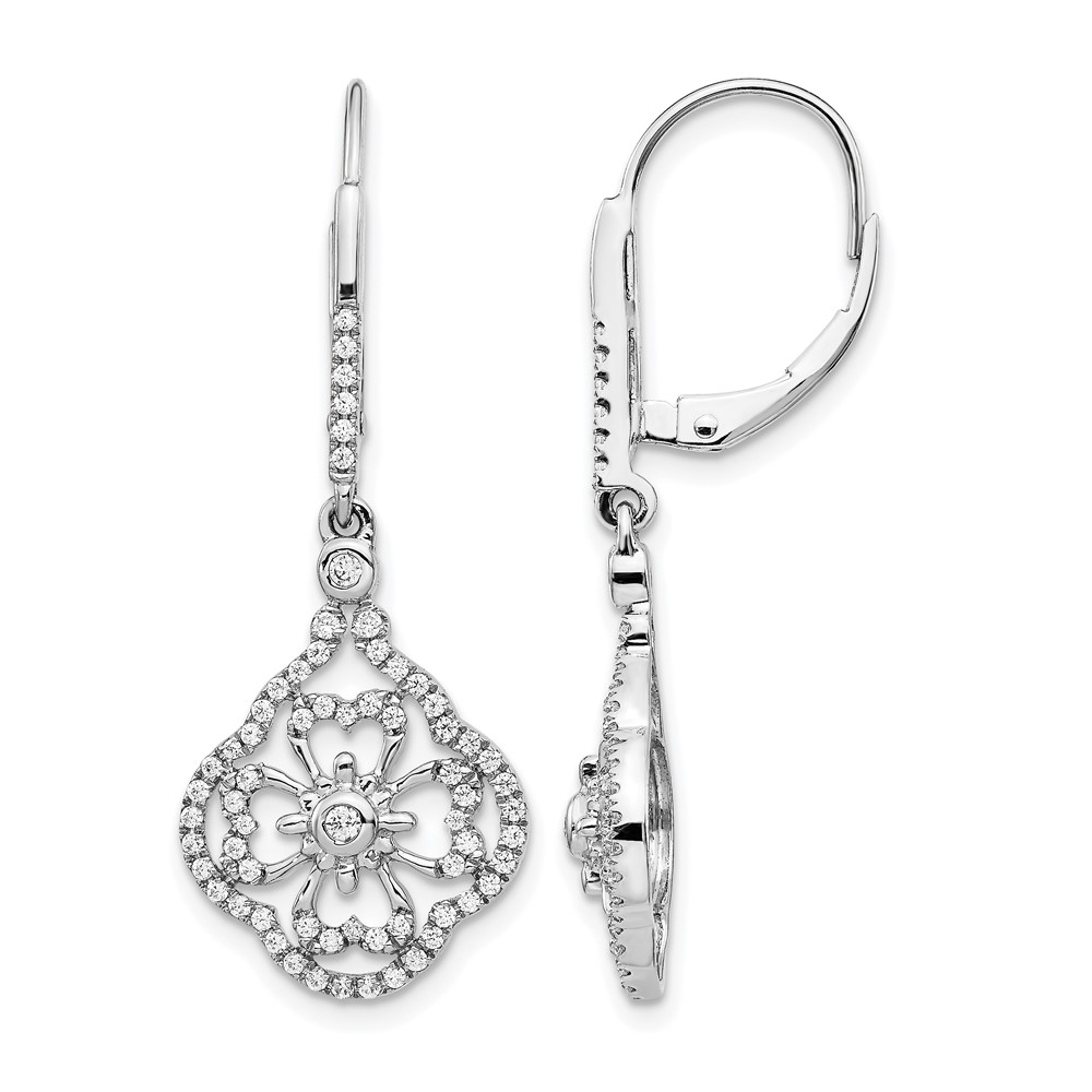 EM3946-055-WA-1.jpg 14k White Gold 1/2 carat Lab Grown Diamond VS/SI+ G+ Complete Fashion Leverback Earrings - Image 1