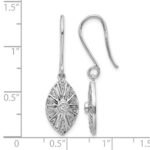 14k White Gold 1/5 carat Diamond Vintage-style Dangle Shepherd Hook Earrings - Image 4