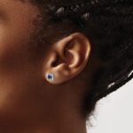 14k White Gold Diamond Square Jackets and 4mm Sapphire Stud Earrings - Image 3