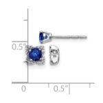 14k White Gold Diamond Square Jackets and 4mm Sapphire Stud Earrings - Image 4