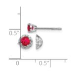 14k White Gold Diamond Halo Jackets and 4mm Ruby Stud Earrings - Image 2