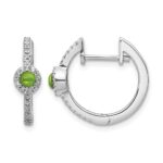 14k White Gold Diamond and Cabochon Peridot Earrings