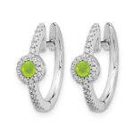 14k White Gold Diamond and Cabochon Peridot Earrings - Image 2