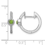 14k White Gold Diamond and Cabochon Peridot Earrings - Image 4