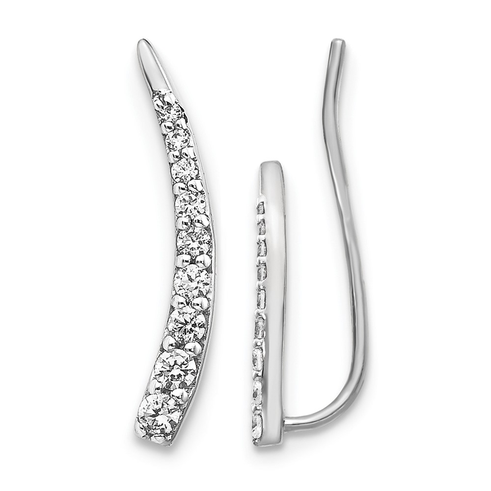 EM4147-015-WA.jpg 14k White Gold 1/6 carat Diamond Graduated Ear Climber Earrings - Image 1