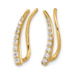 14k 1/6 carat Diamond Graduated Ear Climber Earrings - Image 2