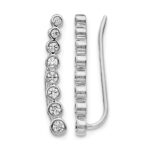 14k White Gold 3/8 carat Diamond Bezel Graduated Ear Climber Earrings
