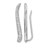 14k White Gold 1/2 carat Diamond Curved Ear Climber Earrings