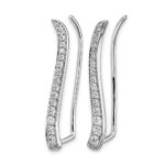 14k White Gold 1/2 carat Diamond Curved Ear Climber Earrings - Image 2