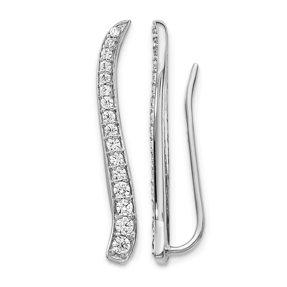 EM4151-050-WA.jpg 14k White Gold 1/2 carat Diamond Curved Ear Climber Earrings - Image 1