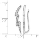 14k White Gold 1/3 carat Diamond Lightning Ear Climber Earrings - Image 4