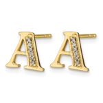 14k Diamond Initial A Post Earrings - Image 2