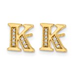 14k Diamond Initial K Post Earrings - Image 2