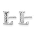 14k White Gold Diamond Initial L Post Earrings - Image 2