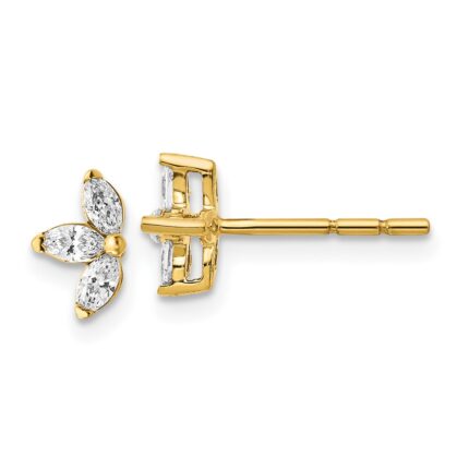 14k 3-stone 1/4 carat Marquise Diamond Post Earrings