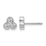 14k White Gold 1/2 carat Diamond 3-stone Bezel Post Earrings