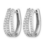 14k White Gold 1 carat Lab Grown Diamond VS/SI+ G+ Complete Hinged Hoop Earrings - Image 2