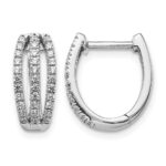 14k White Gold 3-row Diamond Hinged Hoop Earrings