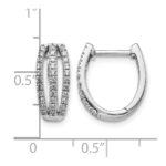 14k White Gold 3-row Diamond Hinged Hoop Earrings - Image 2