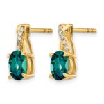 14k 7x5 Oval June/Lab Created Alexandrite and Diamond Post Earrings - Image 2
