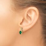 10k Created Emerald and Diamond Earrings - Image 3