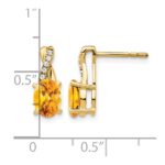 14k 7x5 Oval November/Citrine and Diamond Post Earrings - Image 4