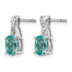 Pure Serenity 14k White Gold 1/20 carat Lab Grown Diamond VS/SI+ G+ and Lab Created Paraiba Post Earrings - Image 2